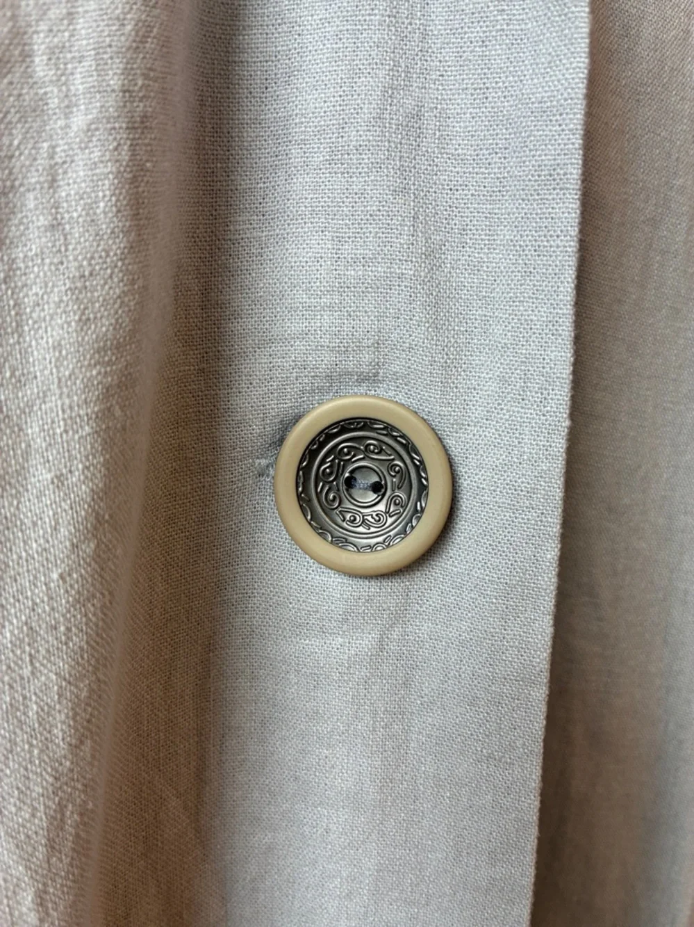 For Cynthia Linen Blend Neutral Light Taupe Sleeveless Coastal Dress, XS - Picture 4 of 8